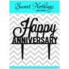Acrylic Cake Topper or Silhouette - Happy Anniversary - Design 5 - 4 Inch -  Black