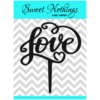 Acrylic Cake Topper or Silhouette - Love  - Design 17 - 4 Inch -  Black